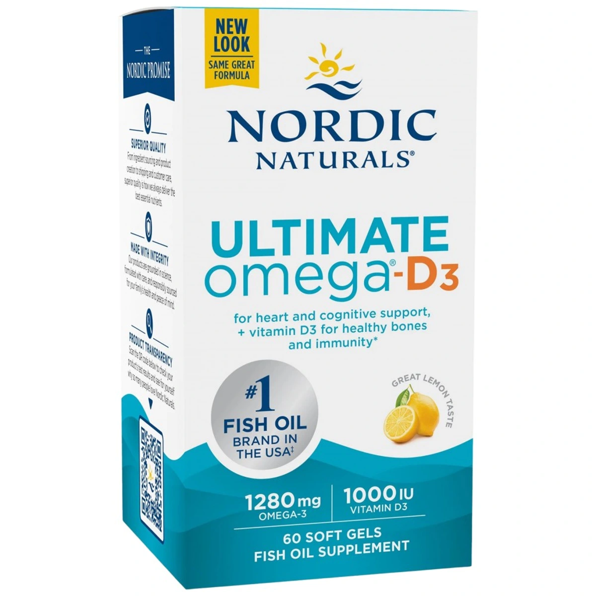 Nordic Naturals Ultimate Omega-D3 1280 mg — Брой капсули: 60 капсули, Вкус: Лимон