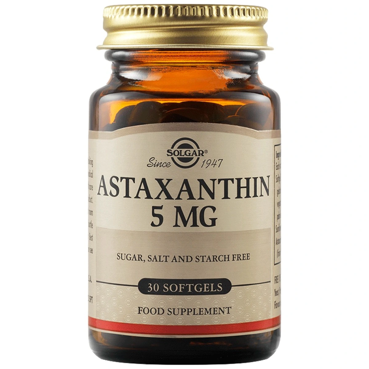 Solgar Astaxanthin 5 mg — Брой капсули: 30 капсули