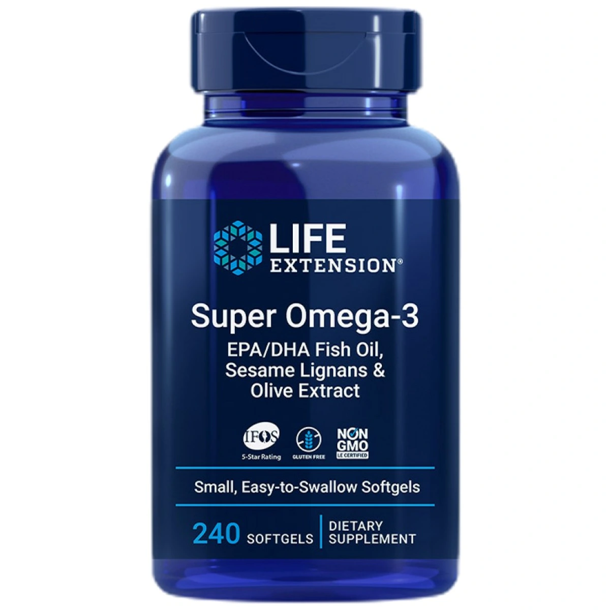 Life Extension Super Omega-3 | with Sesame Lignans & Olive Extract — Брой капсули: 240 капсули
