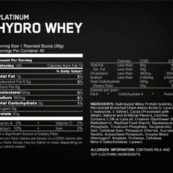 Platinium Hydro Whey Iso Protein 1590gr_таблица