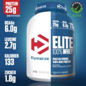 Dymatize Elite 100% Whey Cookies & Cream 2170 g - High Protein Low ...