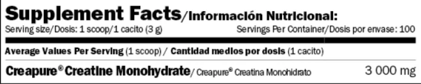 Creatine Monohydrate 300gr_таблица Creatine Monohydrate 300gr_таблица