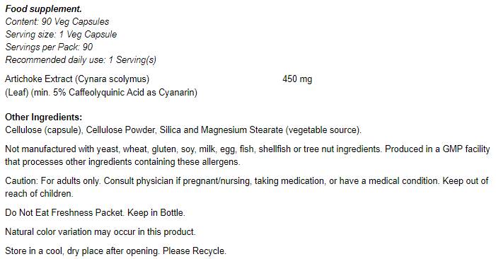 NOWArtichokeExtract450mg90VegCapsules-nutri2b3eb NOWArtichokeExtract450mg90VegCapsules-nutri2b3eb