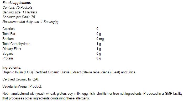 NOWBetterSteviaOrganic75Packets-nutrib8d13 NOWBetterSteviaOrganic75Packets-nutrib8d13