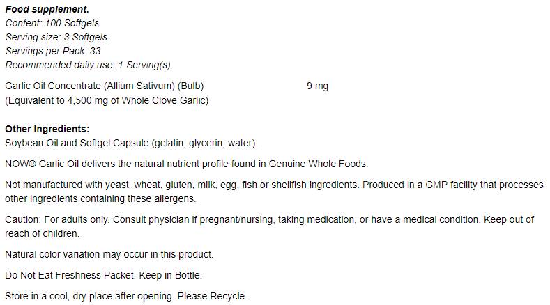 NOWGarlicOil1500mg100Softgels-nutri21f00 NOWGarlicOil1500mg100Softgels-nutri21f00