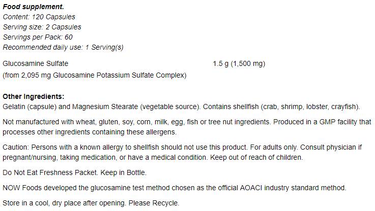 NOWGlucosamineSulfate750mg120Capsules-nutri82a49 NOWGlucosamineSulfate750mg120Capsules-nutri82a49